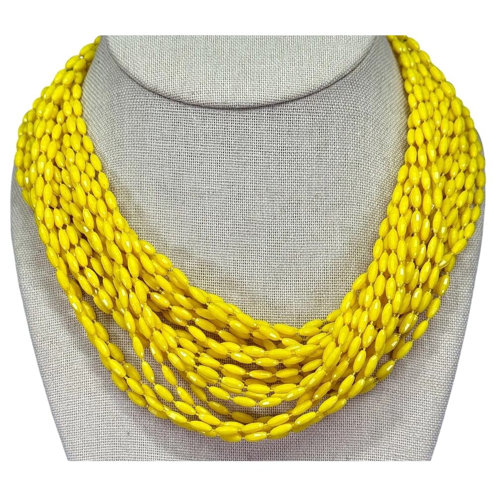 1950's Vintage Flapper Style Bright Yellow Necklace